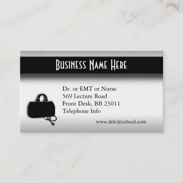 Medical  Doctor Silver Business Card (Front)