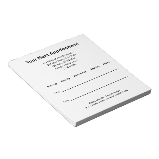 Medical Doctor Your Next Appointment Reminder Notepad (Angled)