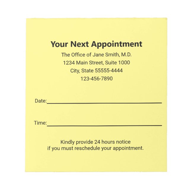 Medical Doctor Your Next Appointment Reminder Notepad (Front)