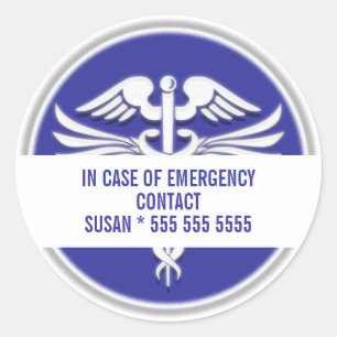Medical emergency contact   Personalize Classic Round Sticker