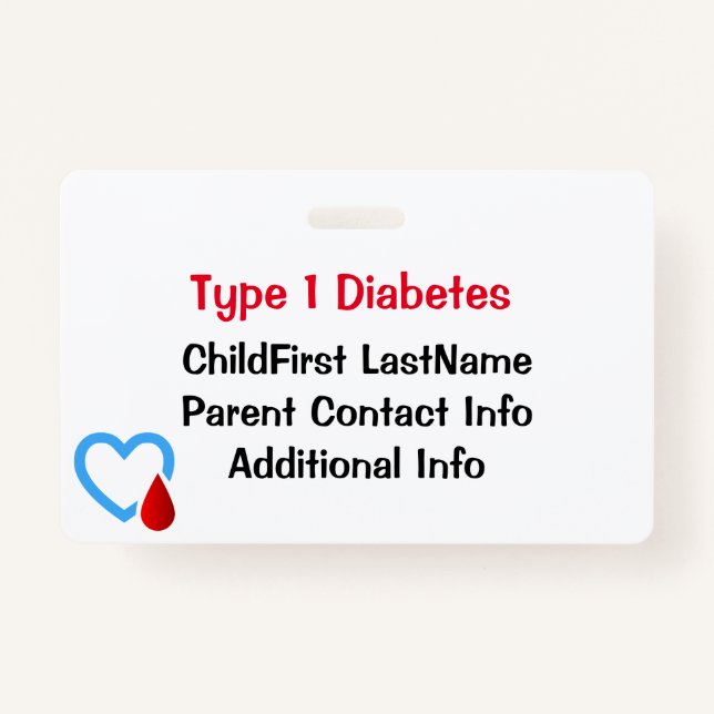 Medical Emergency Diabetes Awareness Badge (Front)