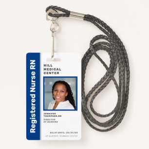 Medical Employee Blue Photo ID Badge