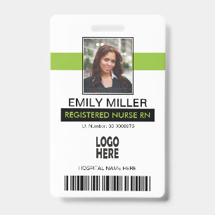 Medical employee id lime green photo template badge