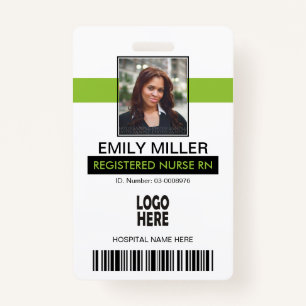 Medical employee id lime green photo template badge