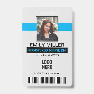 Medical employee id, logo blue photo template badge
