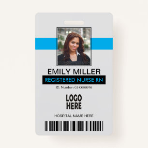 Medical employee id, logo blue photo template badge