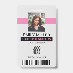 Medical employee id, logo pink photo template badge