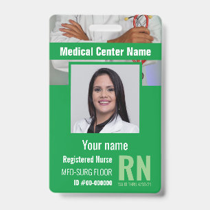 Medical Employee Photo Bar-Code Logo Name Badge