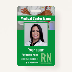 Medical Employee Photo Bar-Code Logo Name Badge