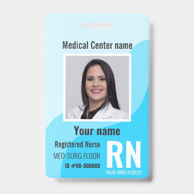 Medical Employee Photo Bar-Code Logo Name Badge (Front)