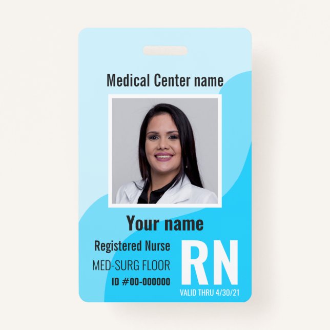 Medical Employee Photo Bar-Code Logo Name Badge (Front)