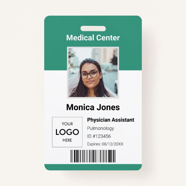 Medical Employee Photo QR Code Badge (Front)