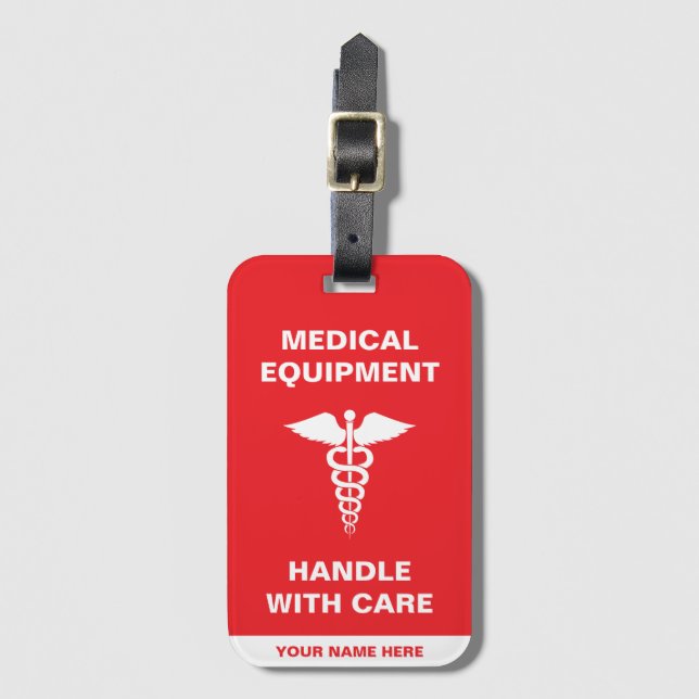 Medical Equipment Handle with care Luggage Tag (Front Vertical)