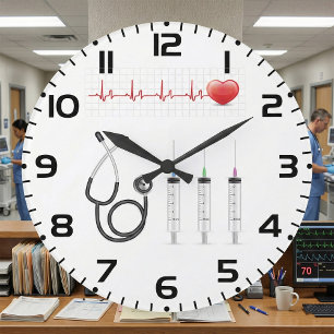 Medical Equipment Heartbeat Healthcare Large Clock