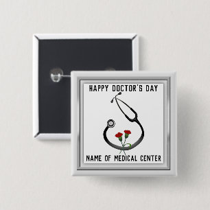 Medical Facility Doctor's Day Stethoscope  2 Inch Square Button
