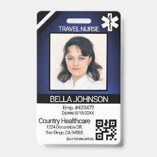 Medical Field Photo Badge - Travel Nurse - Blue