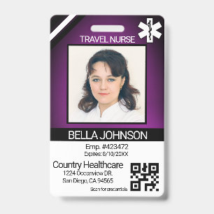 Medical Field Photo Badge - Travel Nurse - Purple