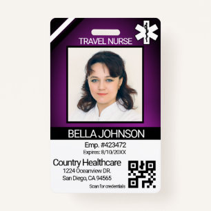 Medical Field Photo Badge - Travel Nurse - Purple