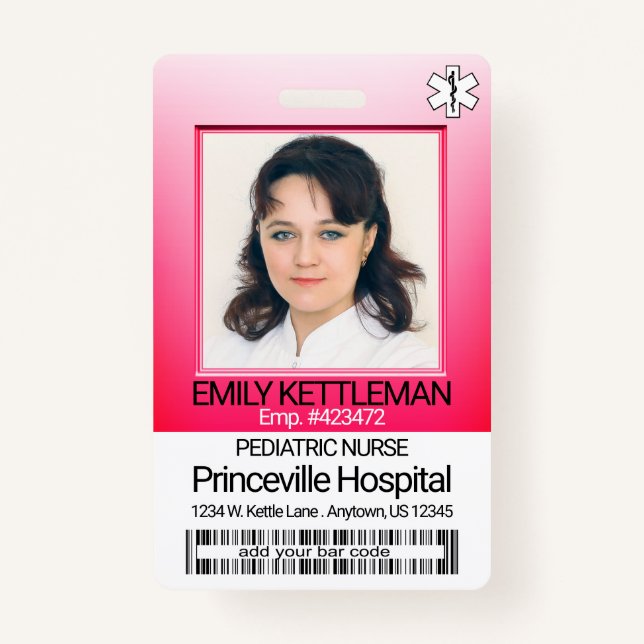 Medical Field Photo - Nurse - Pink Badge (Front)