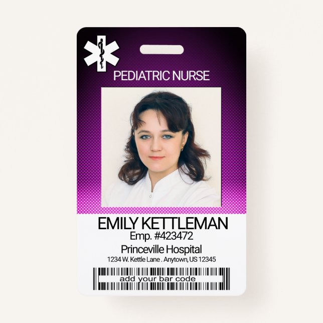 Medical Field Photo  - Pediatric Nurse - Purple Badge (Front)
