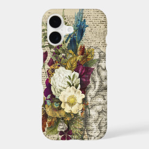 medical floral brain anatomy poster