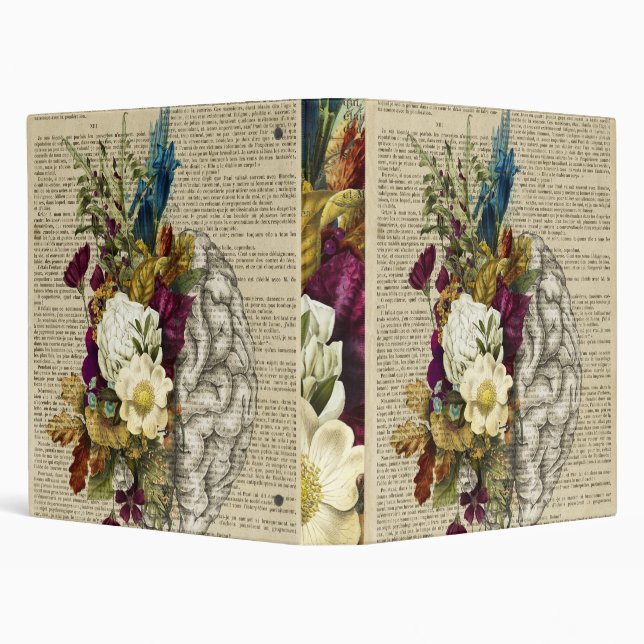 medical floral brain anatomy poster binder (Background)