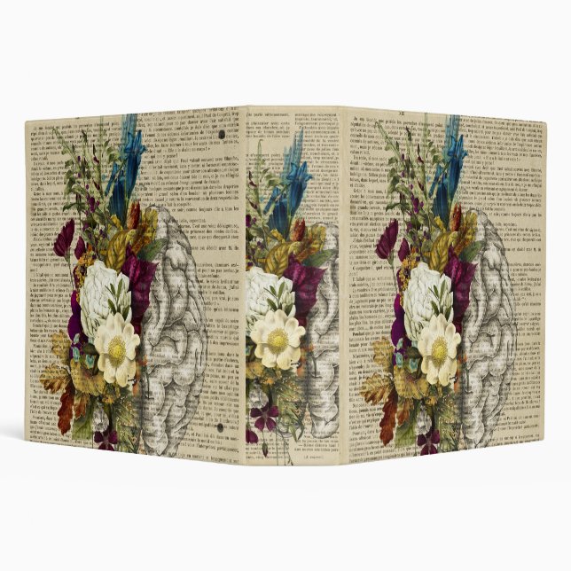 medical floral brain anatomy poster binder (Background)