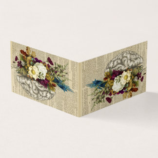 medical floral brain anatomy poster business card