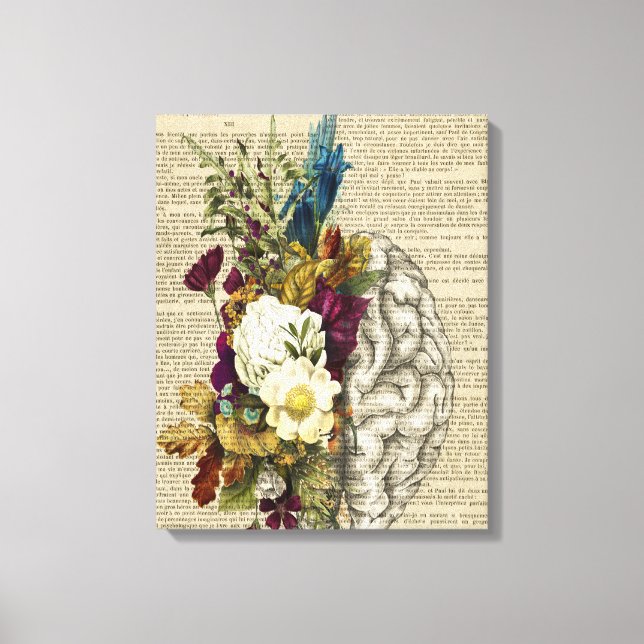 medical floral brain anatomy poster canvas print (Front)