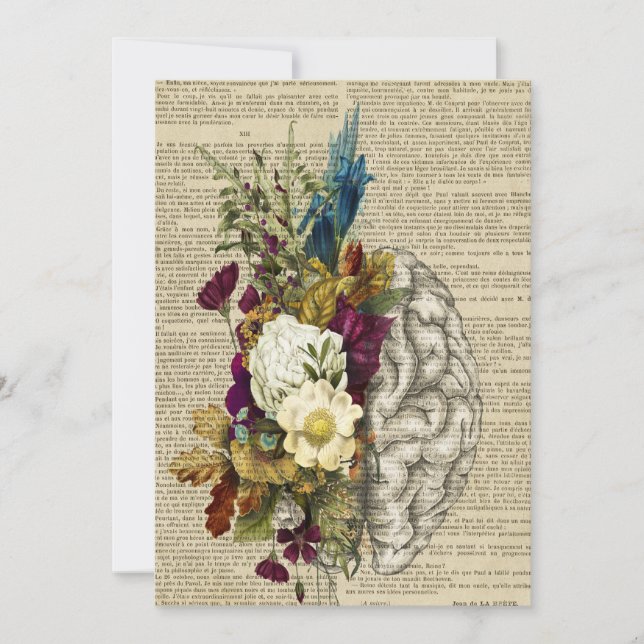 medical floral brain anatomy poster invitation (Front)
