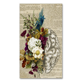 medical floral brain anatomy poster Magnetic business card