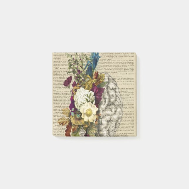 medical floral brain anatomy poster post-it notes (Front)
