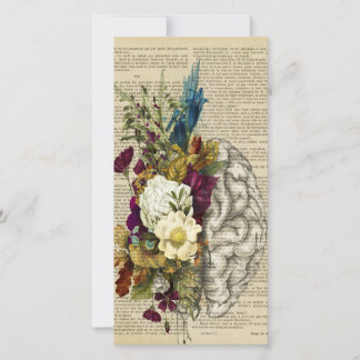 medical floral brain anatomy poster thank you card