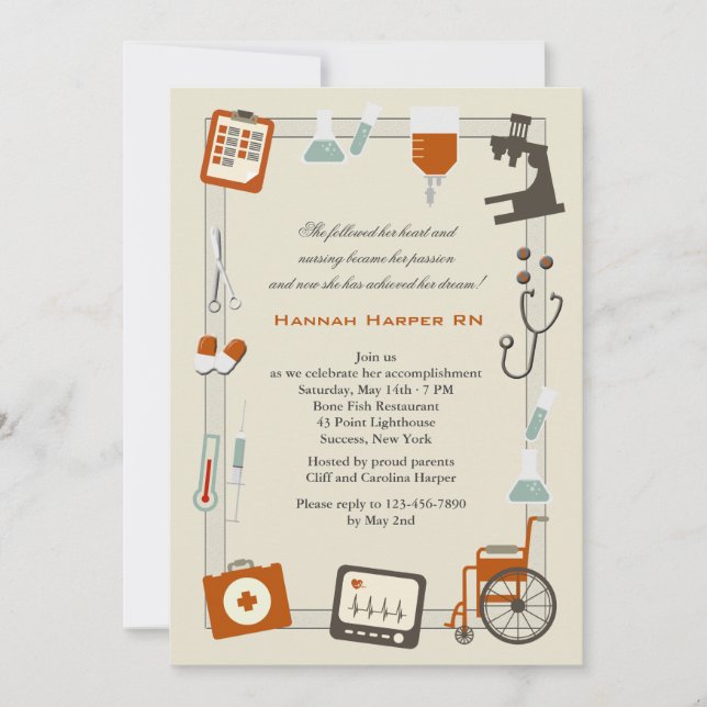 Medical Frame Nursing School Graduation Invitation (Front)