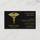 Medical Gold Caduceus on Black - Business Card