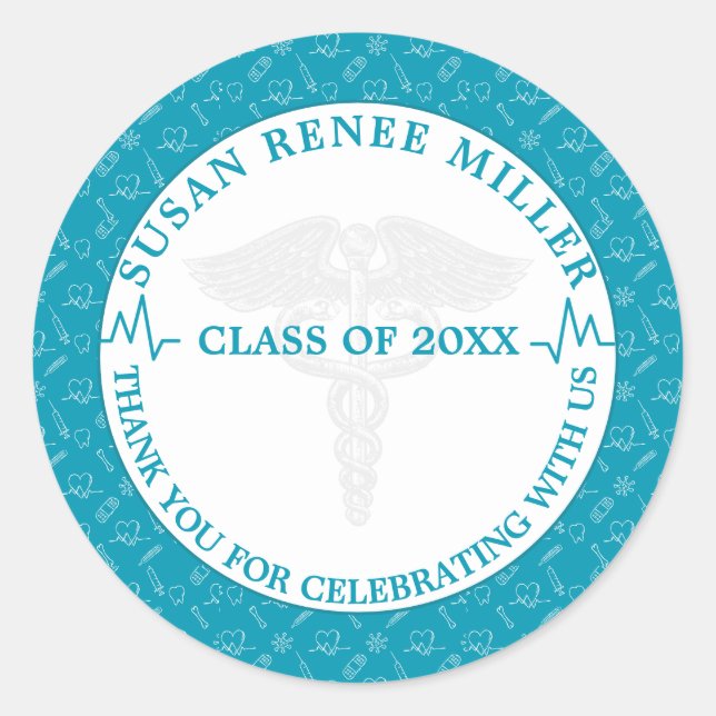 Medical  Graduation Party Classic Round Sticker (Front)
