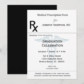Medical Graduation Prescription Pad  Invitation