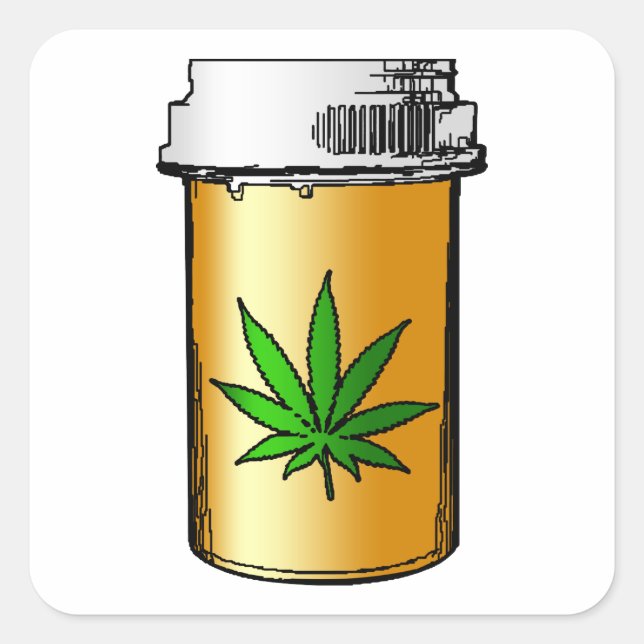 medical greens pill bottle square sticker (Front)