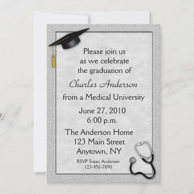Medical Grey Graduation Invitation (Front)