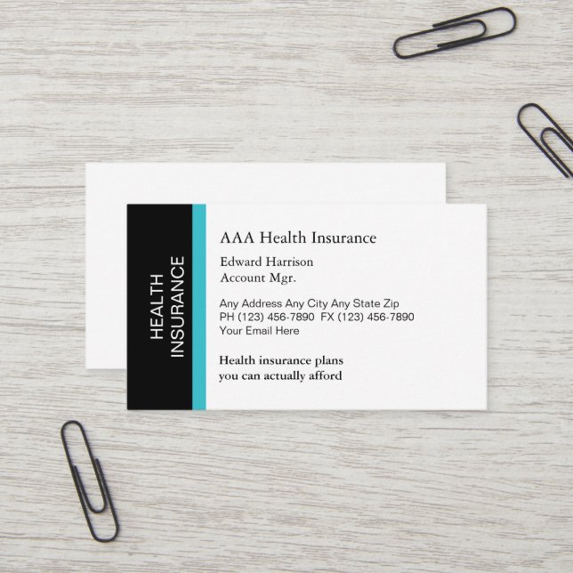Medical Health Insurance Business Cards (Front/Back In Situ)