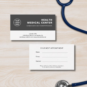 Medical Healthcare Clinic Doctor Grey Appointment Card