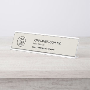 Medical Healthcare Clinic Doctor Neutral Beige Desk Name Plate