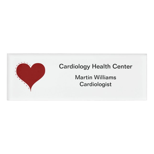 Medical Heart Theme Cardiologist Name Tag (Front)