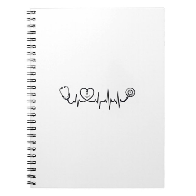 Medical Heartbeat Stethoscope Vector Shirt Design_ Notebook (Front)