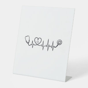 Medical Heartbeat Stethoscope Vector Shirt Design_ Pedestal Sign