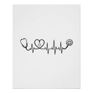 Medical Heartbeat Stethoscope Vector Shirt Design_ Poster