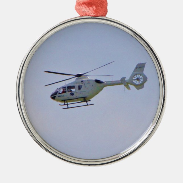 Medical Helicopter Metal Ornament (Front)