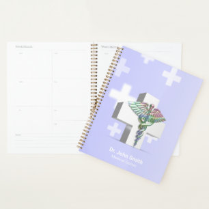 Medical Holographic 3D Caduceus White Cross Planner