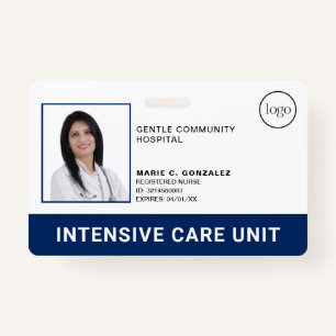 Medical Hospital Navy Blue Logo Photo ID Badge