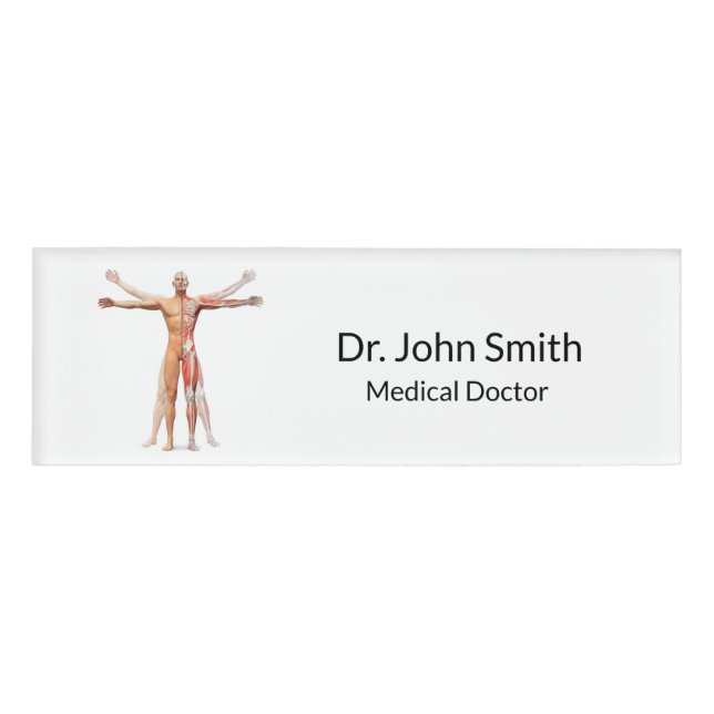 Medical Human Body Skeleton Muscles - Name Tag (Front)